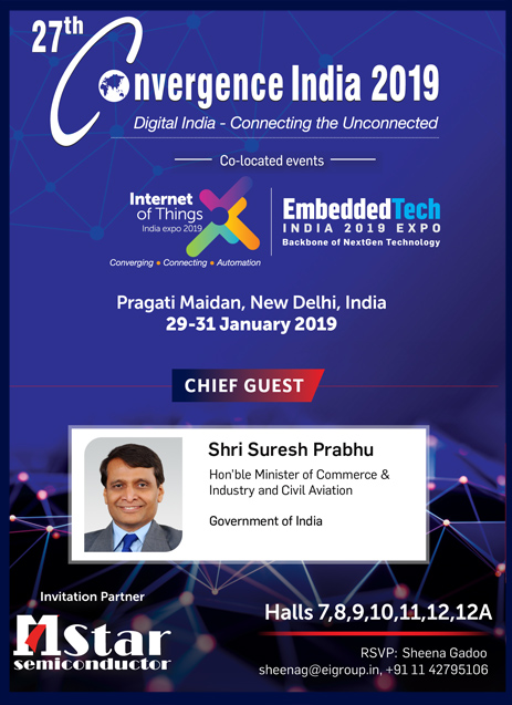 27th Convergence India 2019 expo - Pragati Maidan, New Delhi, 29-31 January 2019